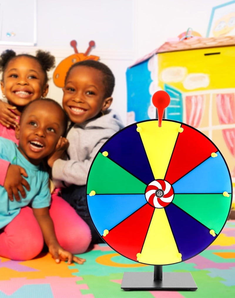 QWORK 12" Spinning Prize Wheel, 10 Slot Tabletop Color Spinning Wheel, Fun and Fair Game for Carnivals, Trade Shows, and Parties - Image 4